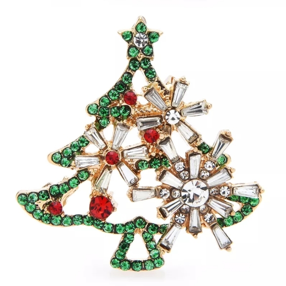 Jewelry - Rhinestone Christmas Tree Brooch Pin